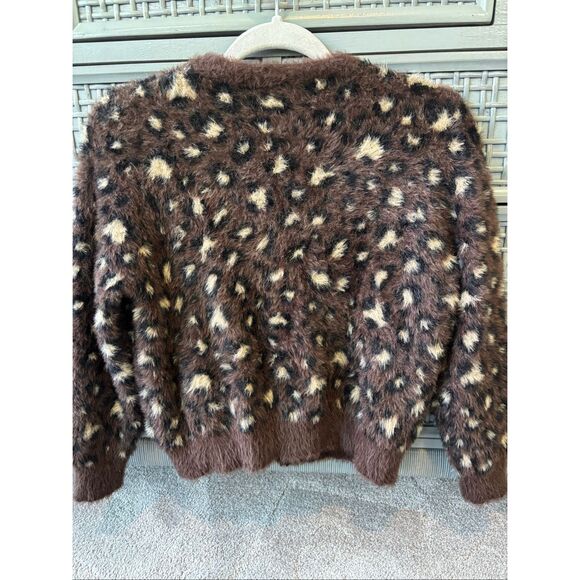 NWT ZARA jacquard leopard holiday bow cardigan, Med $79 D19 - Picture 7 of 12